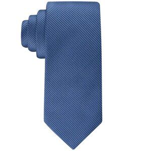 Calvin Klein Men's Shiny Mini-Stripe Solid Tie Navy OS B4HP